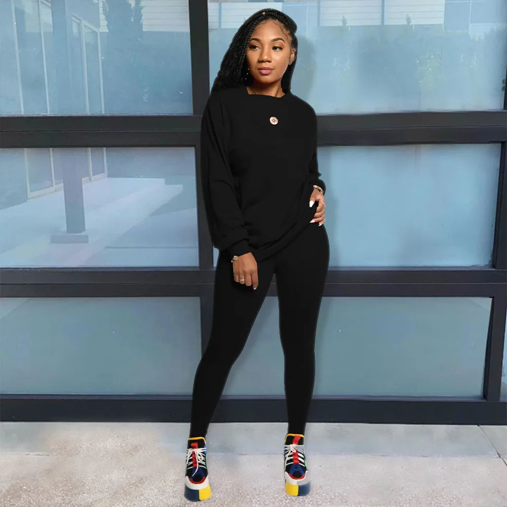2024 two piece set women 2 piece set stacked leggings clothes for women outfits stacked pants tracksuit female fall clothes
