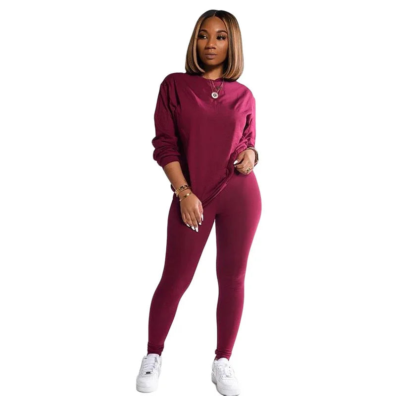 2024 two piece set women 2 piece set stacked leggings clothes for women outfits stacked pants tracksuit female fall clothes