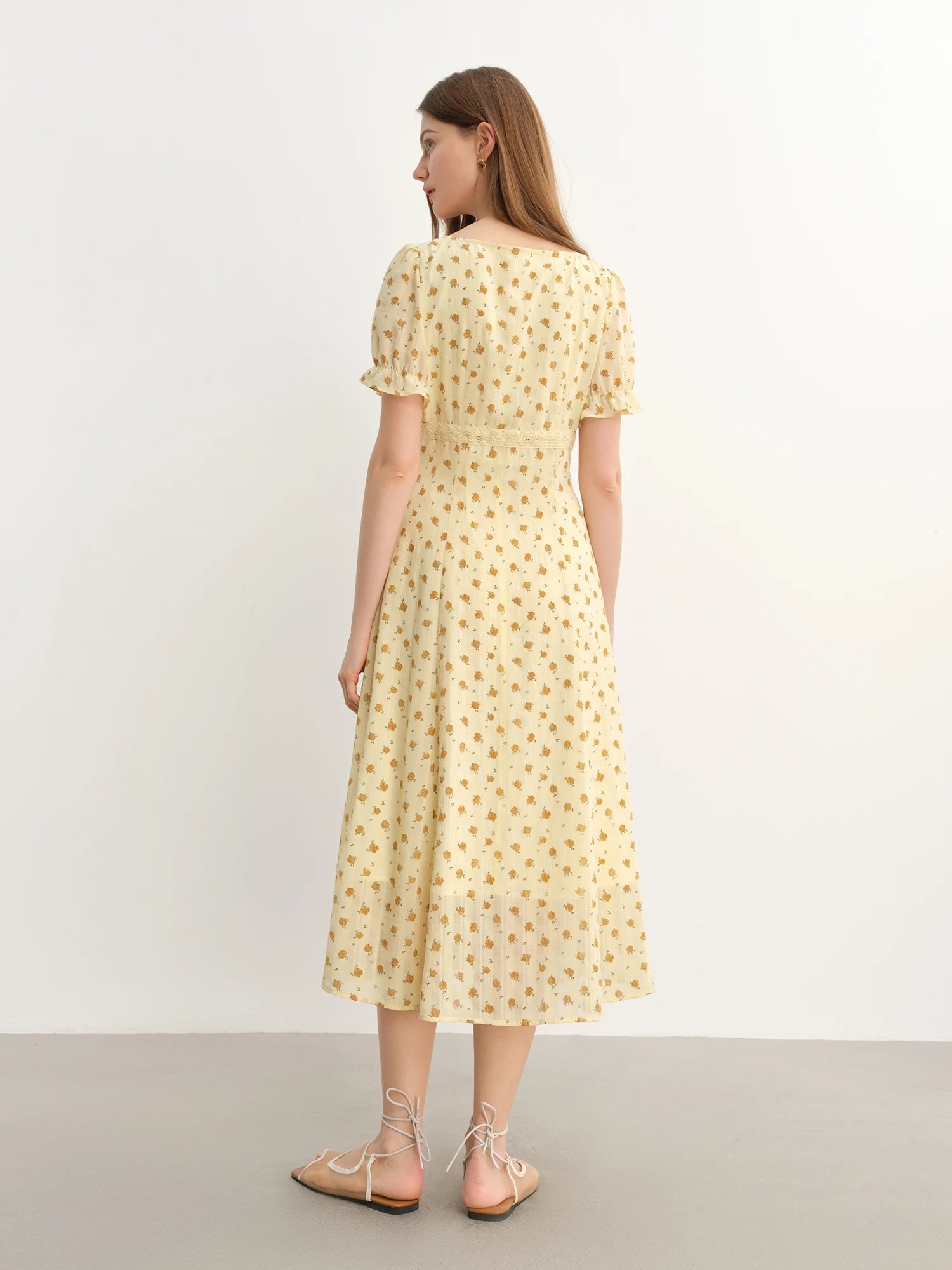 DUSHU Elegant Tailored Mid-Length Plus Size Women's French Lace Patchwork Floral Dress 2025 Summer New Dresses 25DS82823
